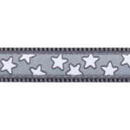 Obojek RD 25 mm x 41-63 cm - Stars White on Grey