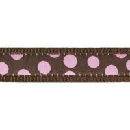 Obojek RD 25 mm x 41-63 cm - Pink Spots on Brown