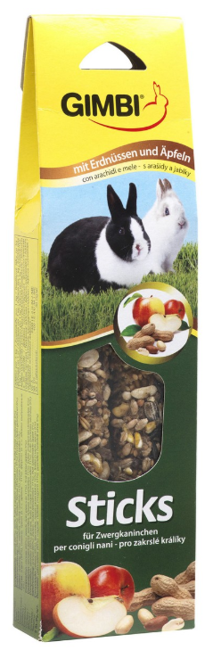 Gimbi Sticks králík buráky+jablko 2ks Gimbi Sticks králík buráky+jablko 2ks