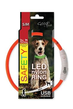 Obojek DOG FANTASY světelný USB oranžový 45cm…