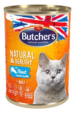 Butcher's Cat Natur.&Healthy kousky pstruha v želé400g Butcher's Cat Natur.&Healthy kousky pstruha v želé400g