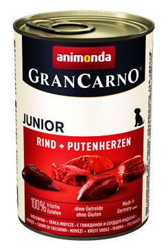 Animonda GRANCARNO konz. JUNIOR hov/krůt srdce 400g