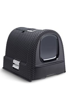 Curver WC kočka kryté domek Rattan 39x39x51cm antracit Curver WC kočka kryté domek Rattan 39x39x51cm antracit