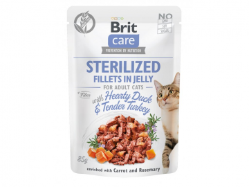 Brit Care Cat Sterilized. Fillets in Jelly with Hearty Duck & Tender Turkey 85g