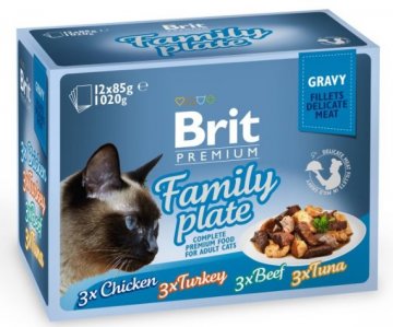 Brit Premium Cat Delicate Fillets in Gravy Familly Plate 1020g (12x85g)