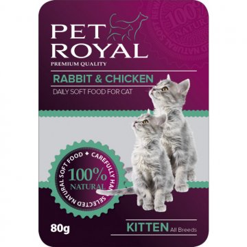 Kapsička Pet Royal Cat kralik+kuře 80g Kapsička Pet Royal Cat kralik+kuře 80g