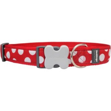Obojek RD 40 mm x 50-80 cm - White Spots on Red Obojek RD 40 mm x 50-80 cm - White Spots on Red