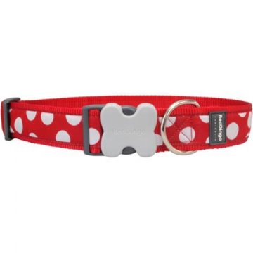 Obojek RD 40 mm x 50-80 cm - White Spots on Red