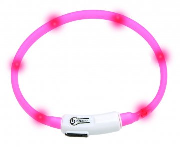Karlie Visiolight svíticí LED obojek pro kočky 35cm růžový
