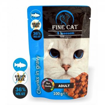 Fine Cat kapsička Grain-Free Adult losos v omáčce 100g