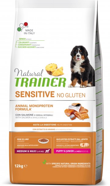 TRAINER Natural SENSITIVE No Gluten Puppy&Jun M/M losos 12kg