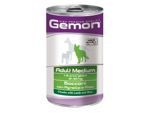 GEMON Dog HP Medium kousky jehněčí s rýží 1250g/12bal