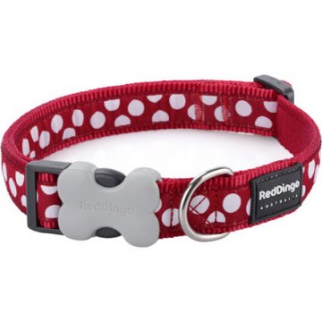 Obojek RD 15 mm x 24-37 cm - White Spots on Red