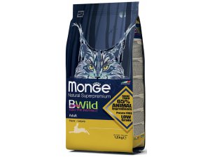 MONGE BWILD Cat - Zajíc, Adult 1,5kg