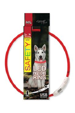 Obojek DOG FANTASY světelný USB červený 65cm…