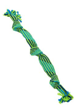 Hračka pes BUSTER Pískací lano, modrá/zelená,…
