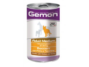 GEMON Dog HP Medium kousky kuřecí krocan 1250g/12bal