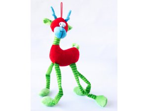 Dlouhán červený fleece pískací 40cm Dlouhán červený fleece pískací 40cm