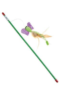 Hračka kočka hůlka s motýlem 47 cm Hračka kočka hůlka s motýlem 47 cm