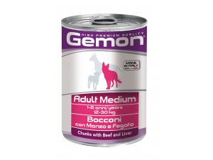 GEMON Dog HP Medium kousky hovězí s játry 415g/24bal