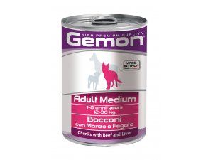 GEMON Dog HP Medium kousky hovězí s játry 415g/24bal GEMON Dog HP Medium kousky hovězí s játry 415g/24bal