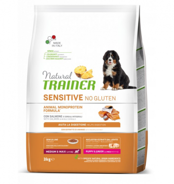 TRAINER Natural SENSITIVE No gluten Puppy&Jun M/M losos 3kg TRAINER Natural SENSITIVE No gluten Puppy&Jun M/M losos 3kg