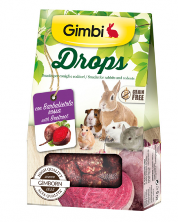 Gimbi DROPS pro hlodavce s červenou řepou 50g Gimbi DROPS pro hlodavce s červenou řepou 50g
