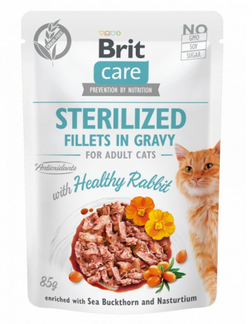 Brit Care Cat Sterilized, Fillets in Gravy with Healthy Rabbit 85 g Brit Care Cat Sterilized, Fillets in Gravy with Healthy Rabbit 85 g