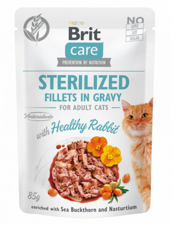 Brit Care Cat Sterilized, Fillets in Gravy with Healthy Rabbit 85 g