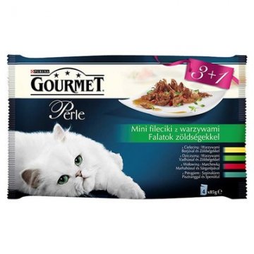 Kapsička Gourmet Perle mini filetky ve šťávě se zeleninou 4x85g Kapsička Gourmet Perle mini filetky ve šťávě se zeleninou 4x85g