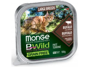 MONGE BWILD CAT Grain Free vanička LB ADULT Buvol se zeleninou100g