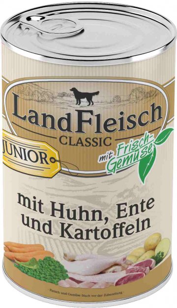 Landfleisch Dog Classic Junior Huhn, Ente, Kart. 400g
