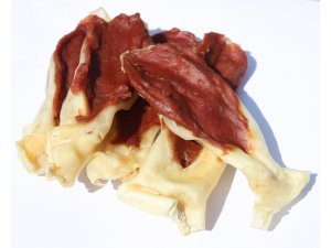 Uši králičí plněné kachnou 100g Uši králičí plněné kachnou 100g