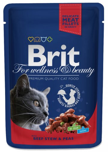 Brit Premium Cat Pouches s hovězím a hráškem 100g