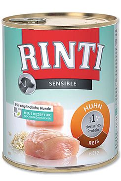 Rinti Dog Sensible konzerva kuře+rýže 800g