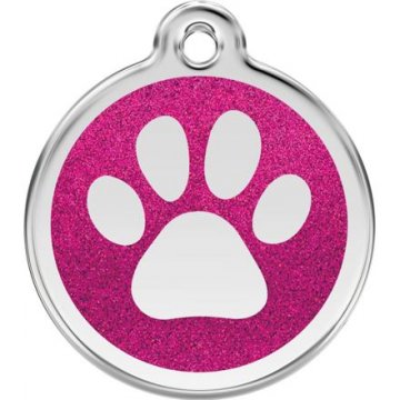 Známka Red Dingo - Tlapka - Tm.Růžová - Třpytivá velikost známky M - 30 mm Známka Red Dingo - Tlapka - Tm.Růžová - Třpytivá velikost známky M - 30 mm