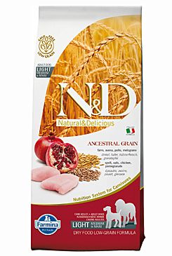 N&D LG DOG Light M/L Chicken&Pomegranate 12kg