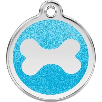 Známka Red Dingo - Kost - Aqua - Třpytivá velikost známky M - 30 mm Známka Red Dingo - Kost - Aqua - Třpytivá velikost známky M - 30 mm