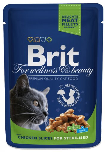 Brit Premium Cat Pouches kuřecí kousky pro KASTROVANÉ 100g