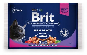 Brit Premium Cat Pouches RYBÍ MIX 400g (treska, losos/pstruh)