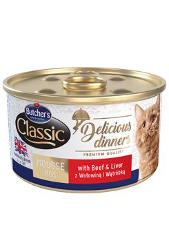 Butcher's Cat Class.Delic.Dinners hovězí+játra konz85g Butcher's Cat Class.Delic.Dinners hovězí+játra konz85g