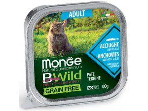MONGE BWILD CAT Grain Free vanička ADULT Ančovičky 100g
