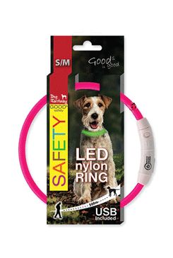 Obojek DOG FANTASY světelný USB růžový 45cm…